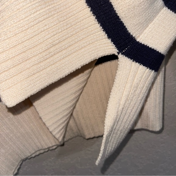 Zara | Cream and Navy Striped Knit Sweater Size: small - Picture 5 of 7